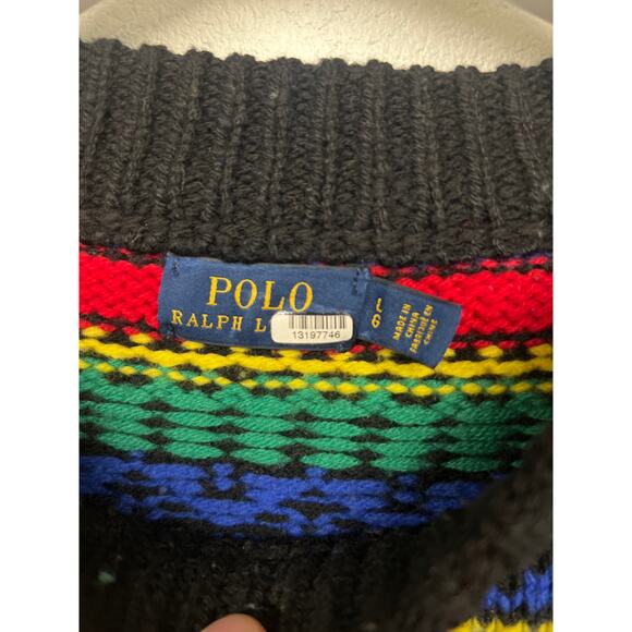 polo Ralph Lauren Sz Large L multi fair Isle Wool-Blend Jumper printed thick - Picture 4 of 4